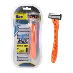 Max Stainless Steel Men's Razor 5 Layer Blade Head with 6 Blade Head (12ea/Pack)