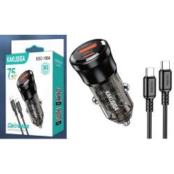 Kakusiga Dual Port 75W Car Charger with PD Type C Cable