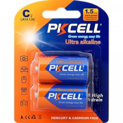 PKCELL Alkaline Battery C LR14 1.5V (2pcs/card) (6 card/Pack) Duration : 990 min