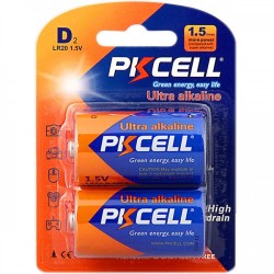 PKCELL Alkaline Battery D LR20 1.5V (2pcs/card) Duration : 1800 min (6 Card/Pack)