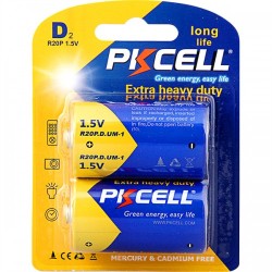 PKCELL Carbon Battery D 1.5V R20P 2ea/Card (6card/pack) Duration : 720 min.