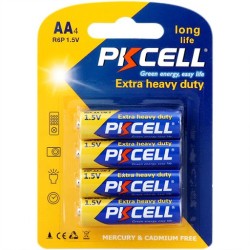 PKCELL Carbon Battery AA 1.5V R6P 4ea/Card Duration : 95 min. (12card/pack)