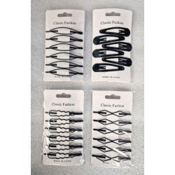 Metal Hair Clip 70mm 6pc/Card (10 Card/4 Design/Pack)