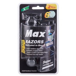 Max Stainless Steel Men's Razor 6 Layer Blade Head 3pcs (12ea/Pack)