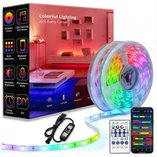 LED Lighting Strip Bluetooth App  Control Indoor Use 5 Meter