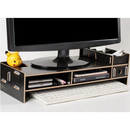 Monitor Stand Wooden Shelves (49 x 20 X 13.5 cm) Black CAS071